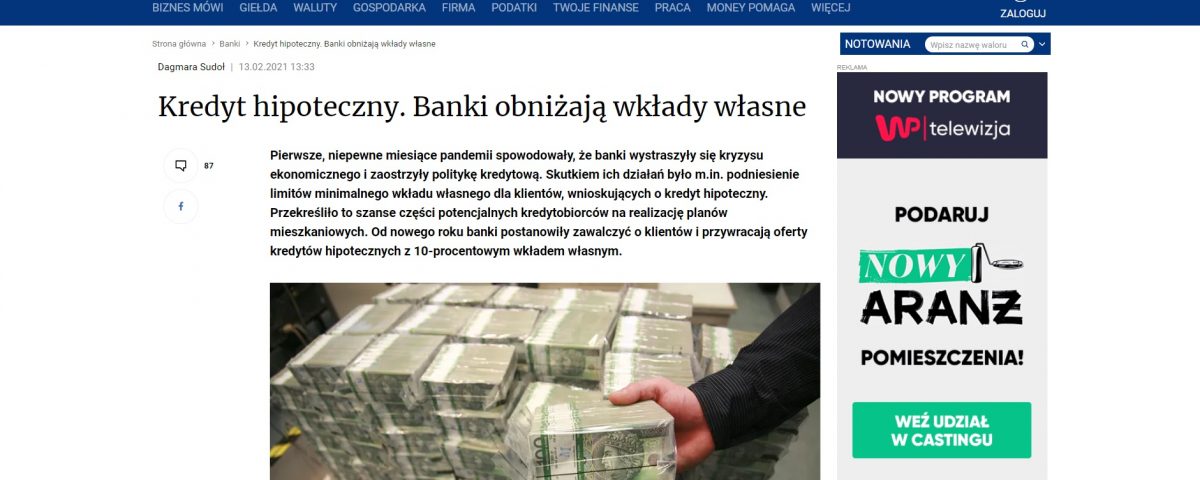 Kredyt hipoteczny - Banki obniżają wkłady własne