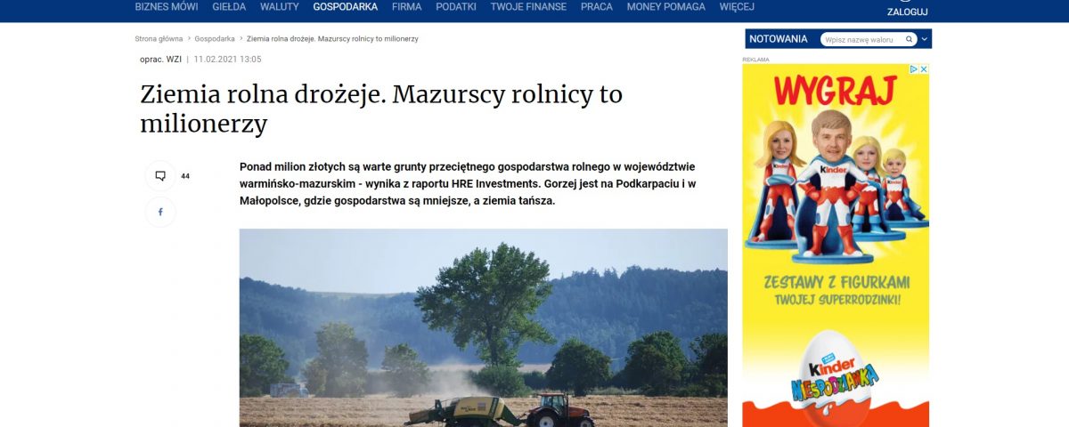 Ziemia rolna drożeje